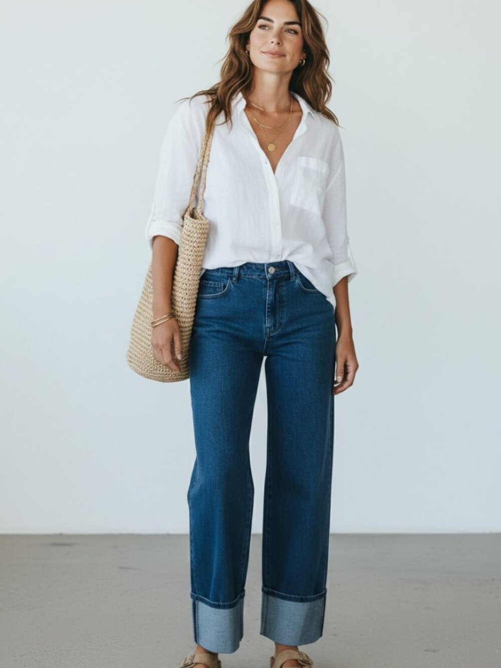 NWT Entro Wide Leg Jeans Cuffed Hem Ankle Length Size Small